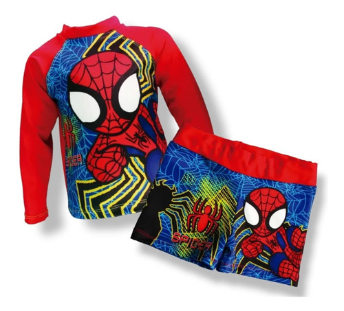 Conjunto De Hombre Araña  - Traje De Baño Para Niños