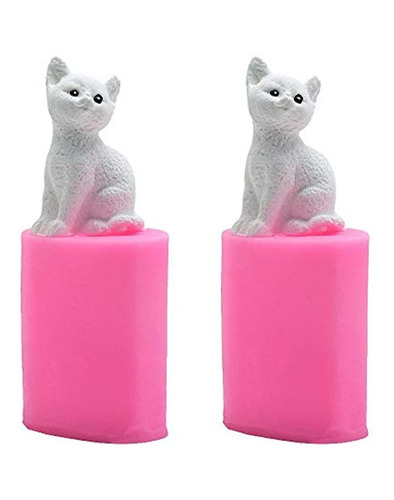 2 Moldes De Silicona Para Velas De Gatito