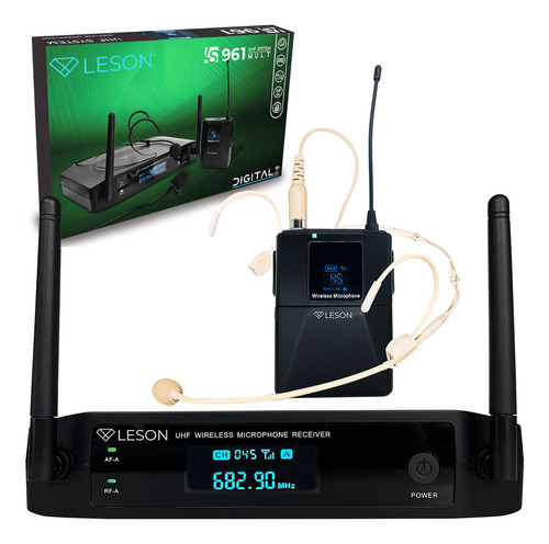 Microfone Sem Fio Leson Ls961 Headset Bege Omnidirecional 48
