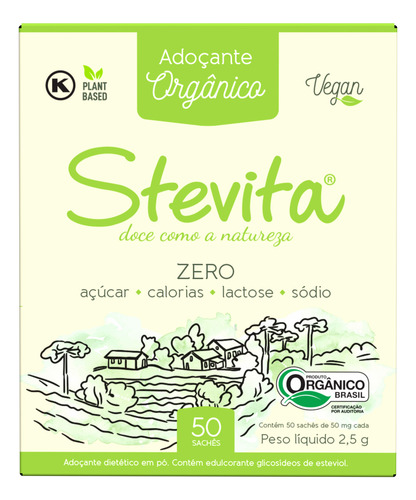 Adoçante de stevia diatético orgânico 50 Saches stevita 50mg