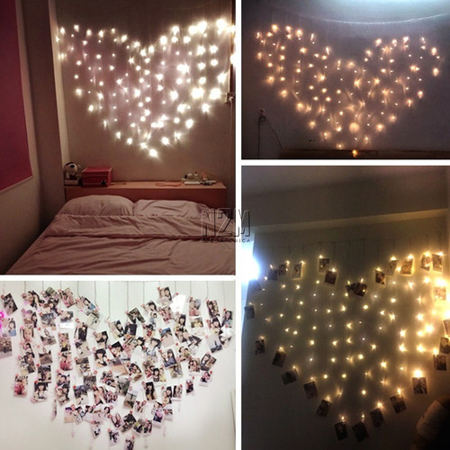 Imagen 5 de 9 de Cortina Led Luces Corazon Broches 5 Metros 220v Navidad