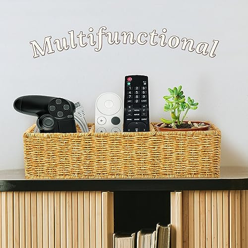 Canasta De Mimbre Con 3 Compartimentos, Soporte Para Papel H