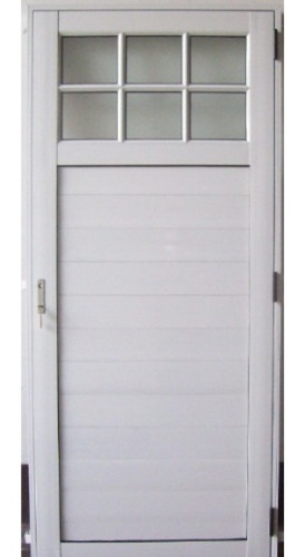Puerta Exterior Aluminio Blanco 1/4 Vidrio Repartido 80x200