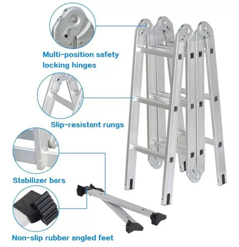 Escalera Articulada Multiproposito 3 En 1 Plegable 5,7 Mts