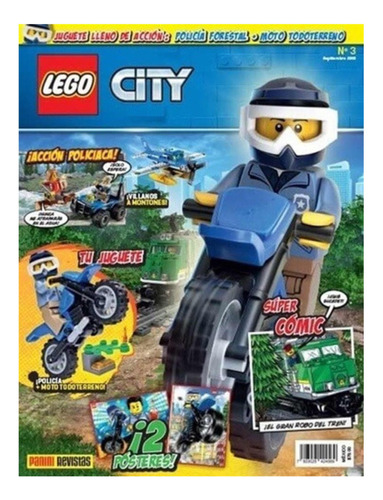 Revista Lego City Incluye Policía Forestal Moto Todoterreno