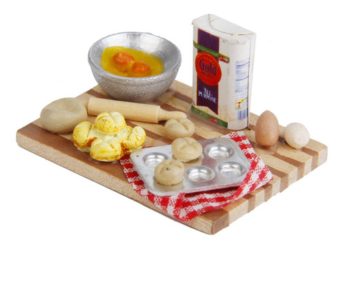 Casa De Muñecas, Cocina En Miniaturia/panadería, Comida, Hue