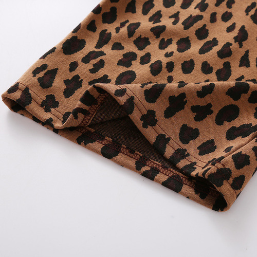 Jersey Con Estampado De Leopardo Para Niñas+falda De Cuero A