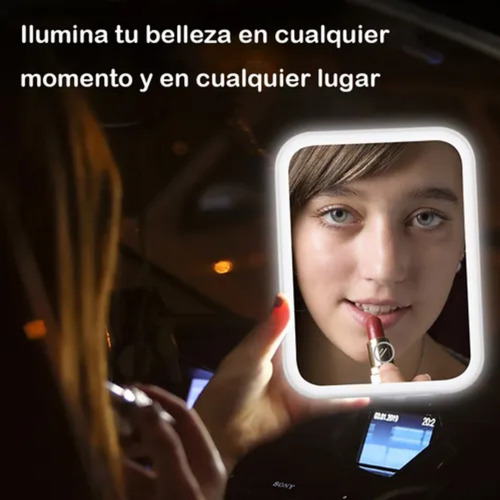 Espejo De Maquillaje Led De 3 Niveles Recargable Usb