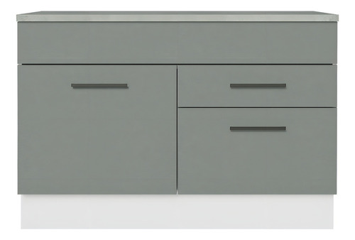 Fregadero de cocina de 1 puerta y 2 puertas con tapa Bci Agata Madesa de color blanco/gris