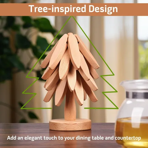 4 Trébedes De Madera For Platos Calientes Juego De Árbol