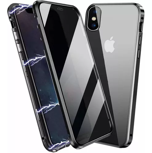 Funda magnética de privacidad para iPhone 11, protector de pantalla de  privacidad de doble cara de vidrio templado con marco de parachoques de  metal