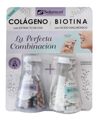 Colágeno Y Biotina Solanum 2 Pzas Con 100 Cápsulas
