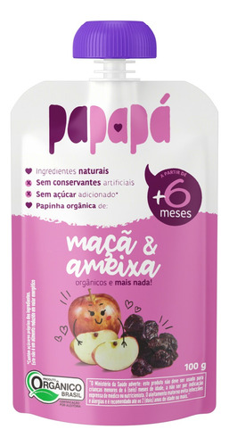 Papinha Orgânica Maçã & Ameixa Papapá Squeeze 100g