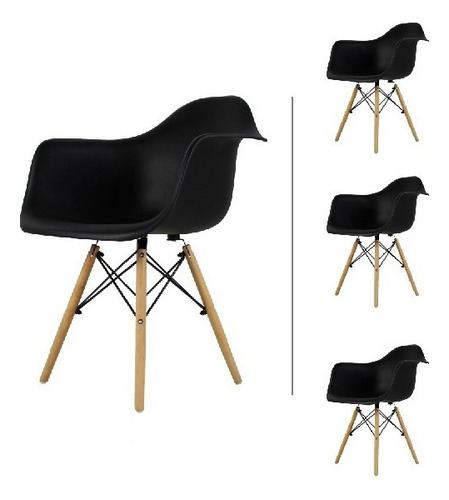 Set 4 Sillas Eames Mundo In Estocolmo Comedor Color de la estructura de la silla Negro
