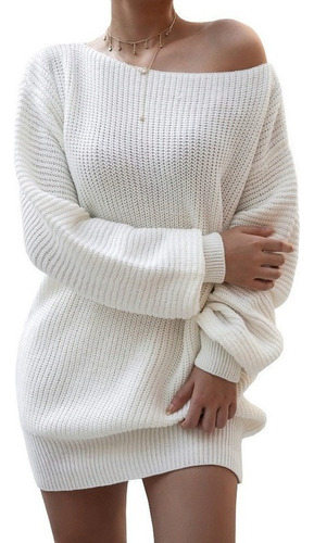 Alta Calidad Vestido Suéter Punto Suelto Informal Para Mujer