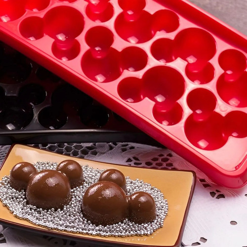 Forma De Gelo Mickey Mouse Molde Doces Bombons Sobremesas Cor Vermelho