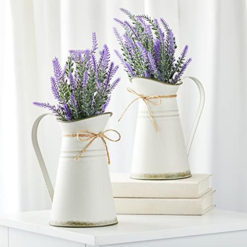 Juego De 2 Flores Artificiales De Lavanda En Jarrón De Jarra