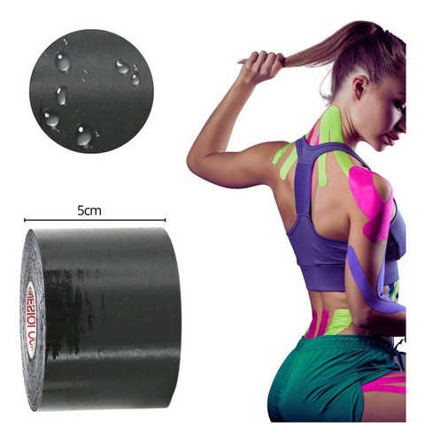 Kit 3 Fita Bandagem Elástica Fisioterapia Taping Muscular Tape Musculação Exercícios Esporte Joelho Coluna Vertebral Ombro Ligadura Cor Sortida
