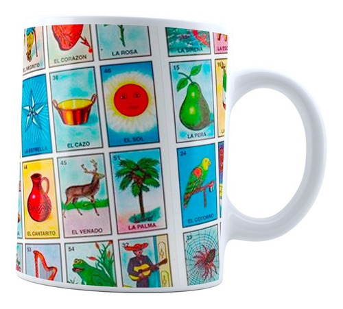 Taza Lotería Mexicana Carta Personajes Diferentes