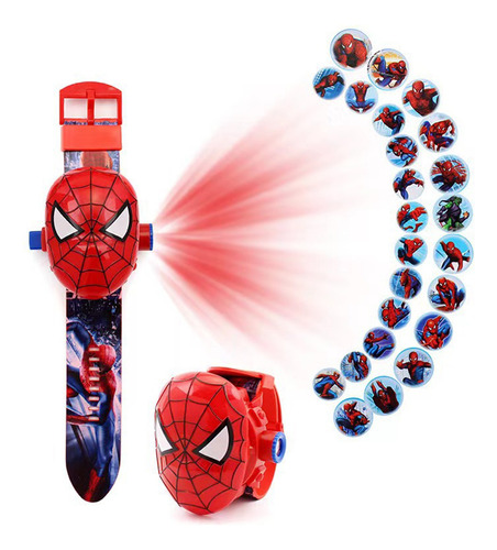 Reloj Proyector Niños Dibujos Animados 24 Imágenes Spiderman