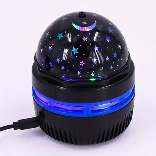 Lámpara Proyector Led Infantil 360° Estrellas Usb Negro Azul