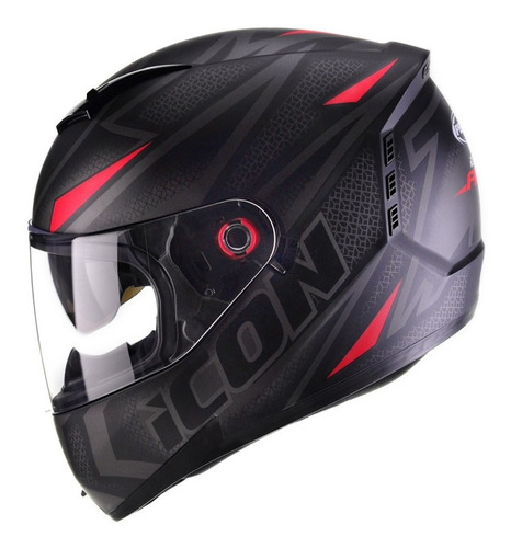 Capacete Fechado Peels Icon Fast Preto Fosco Vermelho