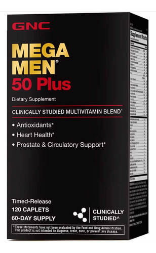 Gnc Mega Men 50 Plus / 120 Cápsulas Multivitaminico.