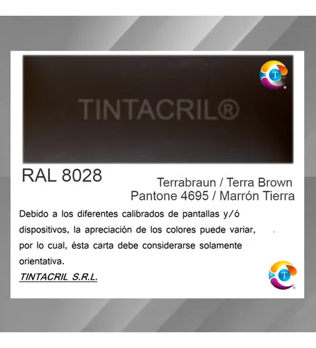 Pintura Poliuretánica Ral 8028 X 3.6 Lts. Marrón Tierra