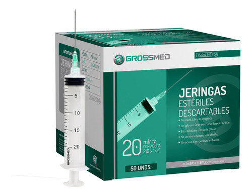 Jeringas 20ml 100 Und Inyectadoras Agujas 