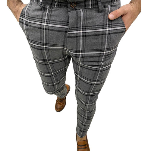 Pantalones De Vestir Tipo T Para Hombre, A Cuadros, Delgados
