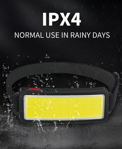 Linterna Frontal Led Cob Recargable Usb, Superbrillante