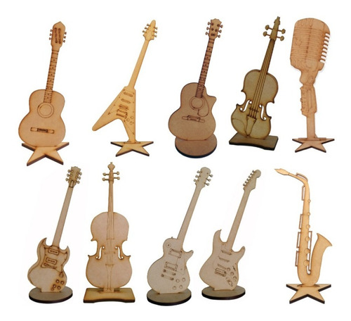 25 Figuras Surtidas Instrumentos Musicales Mdf 45 Cms.