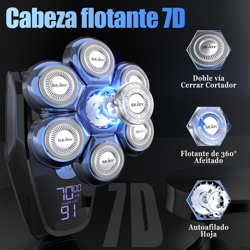 Sejoy Alien Pro Rasuradora Eléctrica Barba Recargable Hombre Afeitadora Y Calvo Corta Pelos Kits 5 En 1 Color Azul 127V