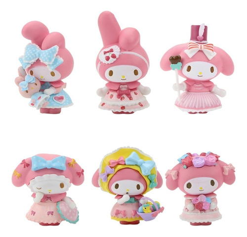 6 Figuras Colección Completa My Melody Hello Kitty Sin Caja