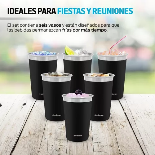 Juego De Vasos De Vidrio, Doble Pared, 4 Tazas De 12 Oz Magma Life