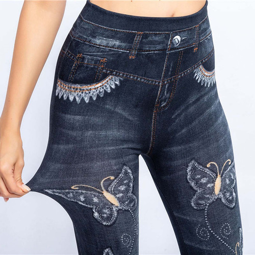 Leggings Elásticos De Imitación Bordados Con Estampado J Pan