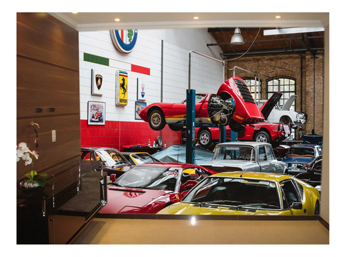 Papel De Parede 3d Carro Vintage Ferrari Oficina 3,5m² Cxr56