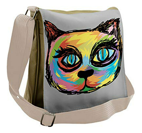 Bolso De Mensajero - Ambesonne Cat Bag, Sketch Art Dark Big 