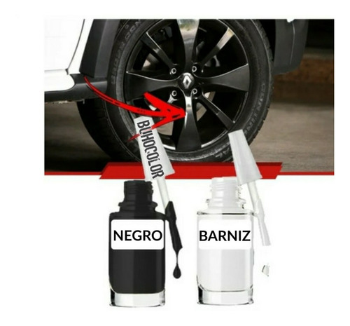 Retoque Fix Negro Universal + Aplicador + Barniz + Pincel
