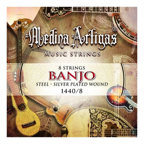Pack 2 Encordados Banjo 8 Cuerdas Medina Artigas 1440-8