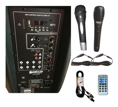 Imagen 2 de 5 de Combo Sonido Caja Activa + Pasiva + Soportes + 2 Microfonos
