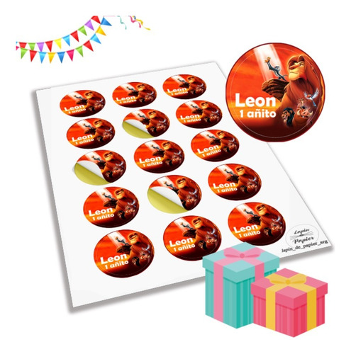 Stickers Circulares 5cm Souvenirs El Rey Leon