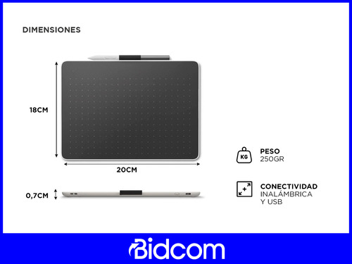 Tableta Wacom Intuos Ctc6110wlw0a Lápiz Bluetooth 18x20cm