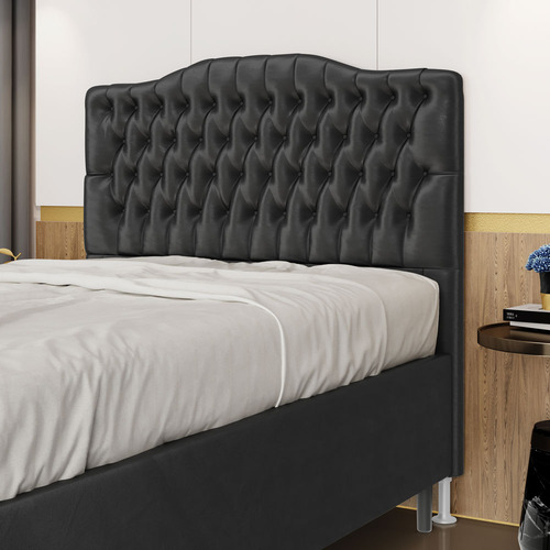 Cabeceira Para Cama Queen Pollux 160 Tecido Veludo Cor Cinza-escuro