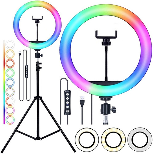Ring Light Anel Led Luz Iluminador Rgb Colorido Hing Light