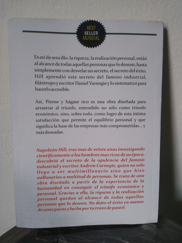 Libro Piense Y Hagase Rico, Napoleón Hill