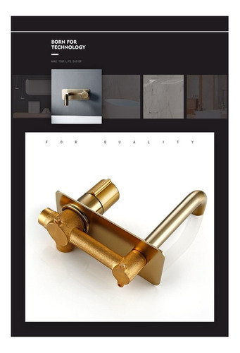 Llave Grifo Lavabo Tina Mezcladora Monomando Pared Oro Pulid Acabado Brillante