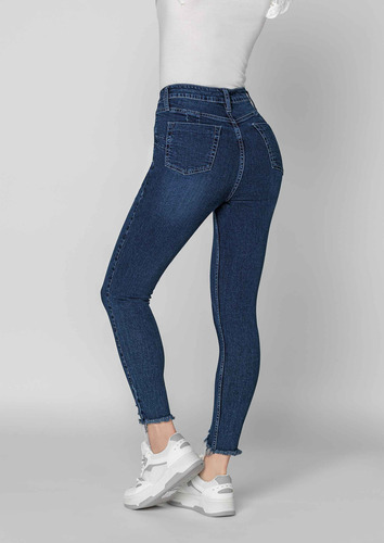 Jeans Casual Andrea Tiro Regular Entubado Para Dama Azul