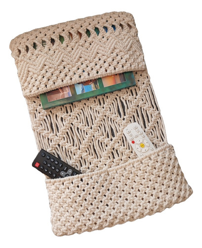 Organizador Porta Control Remoto Para Sillón Macrame 