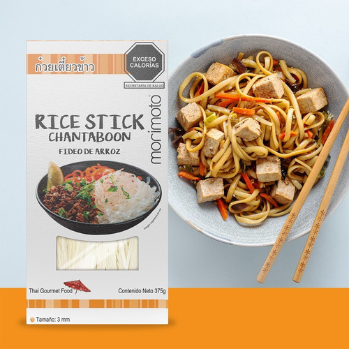 Imagen 7 de 7 de Fideos De Arroz, Rice Stick Chantaboon Morimoto 3mm 375g